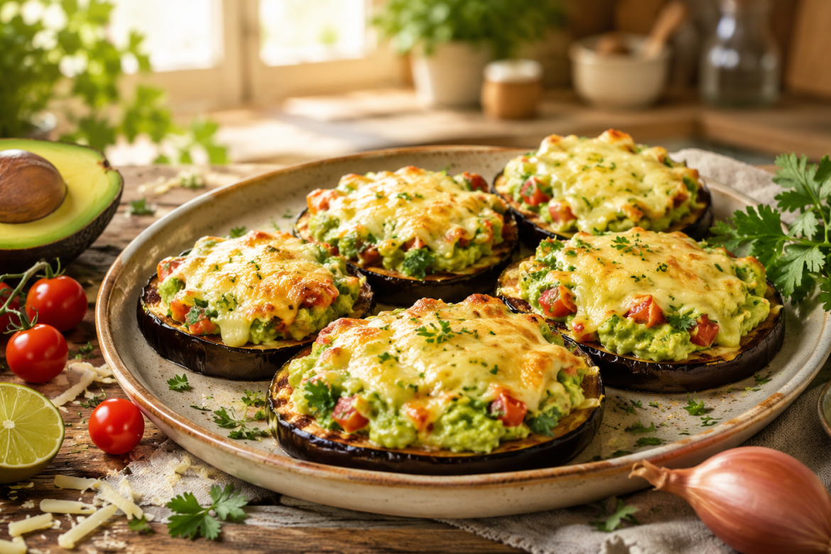 Low Carb Aubergine mit Guacamole