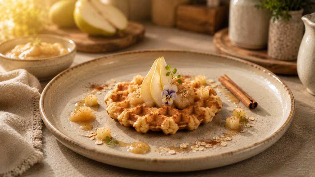 Birnen zimt waffeln – fertig angerichtet