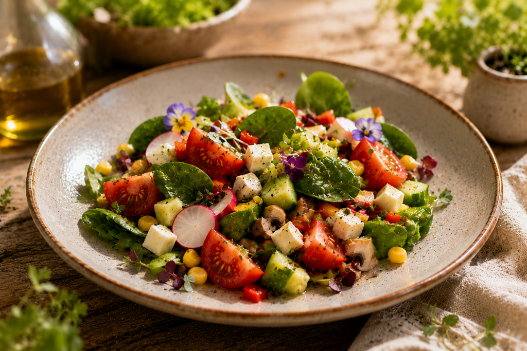 Sommersalat – fertig angerichtet