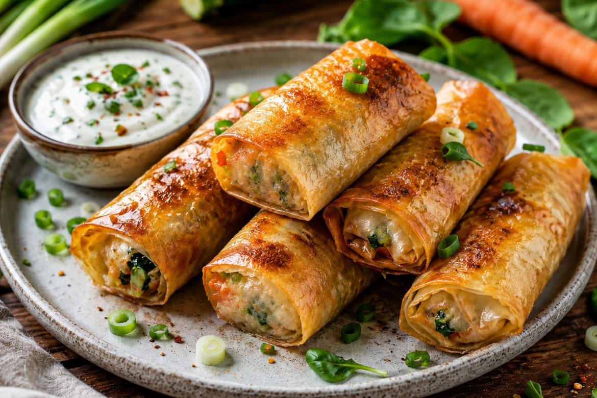 Knusprige Feta-Gemüse-Rollen